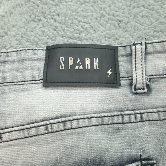 Spark ripped and repaired Black acid wash Jeans 40X31 - Picture 7 of 11